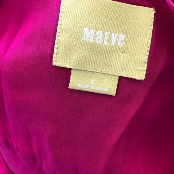 MAEVE for ANTHROPOLOGIE Women's Magenta Long Sleeve Continue Cutout Top sz 0 - Picture 6 of 6